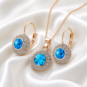 18k Gold plated rhinestone vintage moon crystal earring